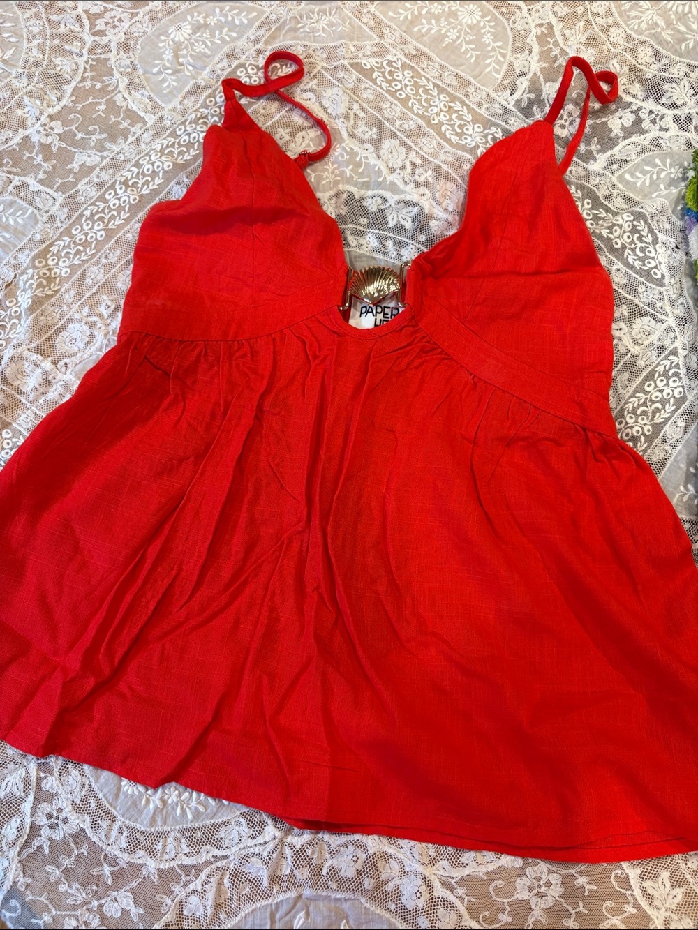 Paper Denim & Cloth Red V-Neck Spaghetti Strap Camisole